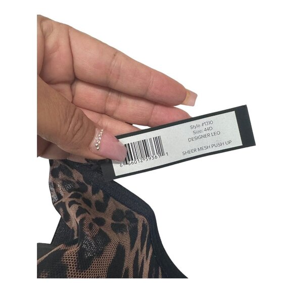 CURVY COUTURE Women Leopard Print Sheer Mesh Plunge T-shirt Bra SZ 44D Full Cove - Picture 5 of 11